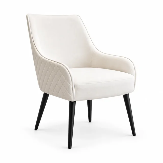White Quilted Upholstered Accent Chair