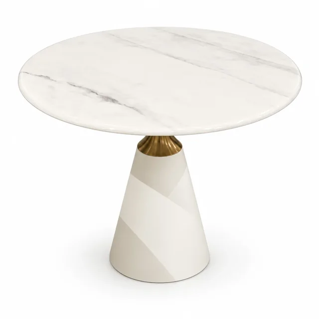 Round Café Table – White Pedestal Base