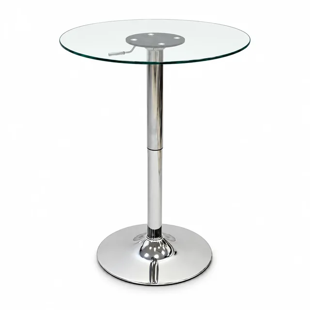 Height-Adjustable Round Glass Café Table