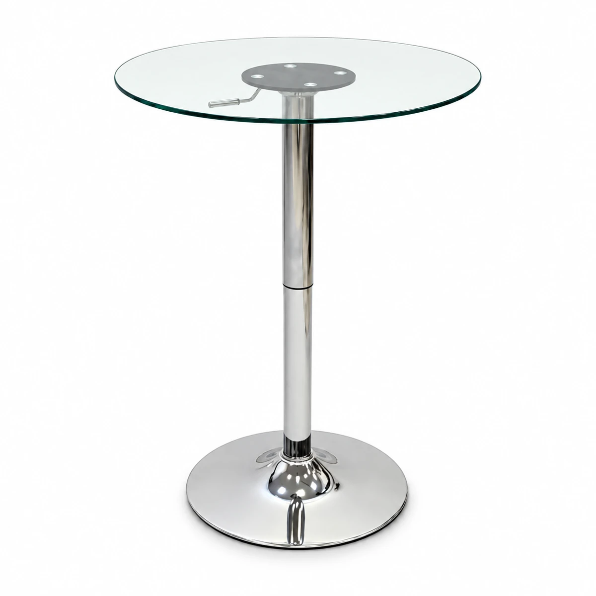 Height-Adjustable Round Glass Café Table