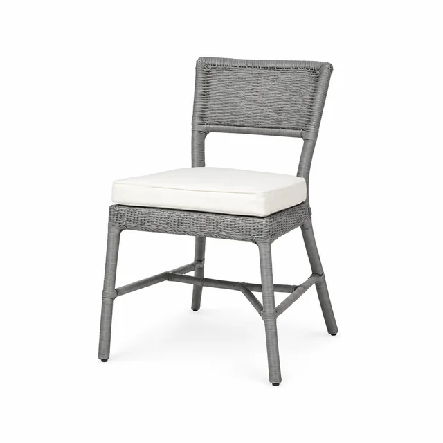 Woven-Back Dining Chair with Padded Seat — Grey