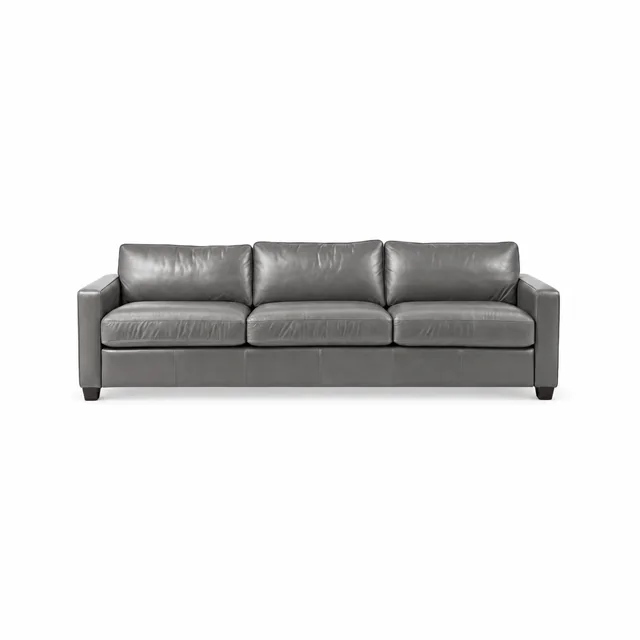 Three-Seat Upholstered Sofa — Grey