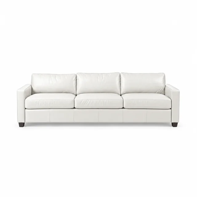 Three-Seat Upholstered Sofa — White