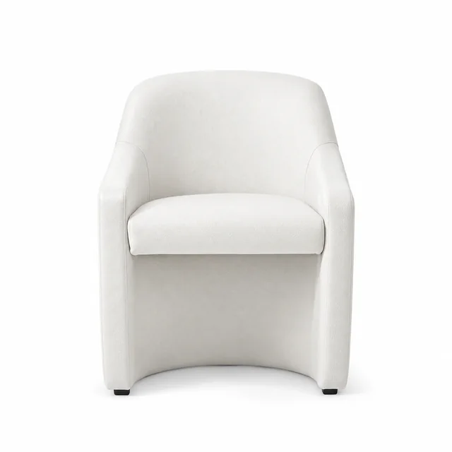 Curved Upholstered Accent Armchair — White