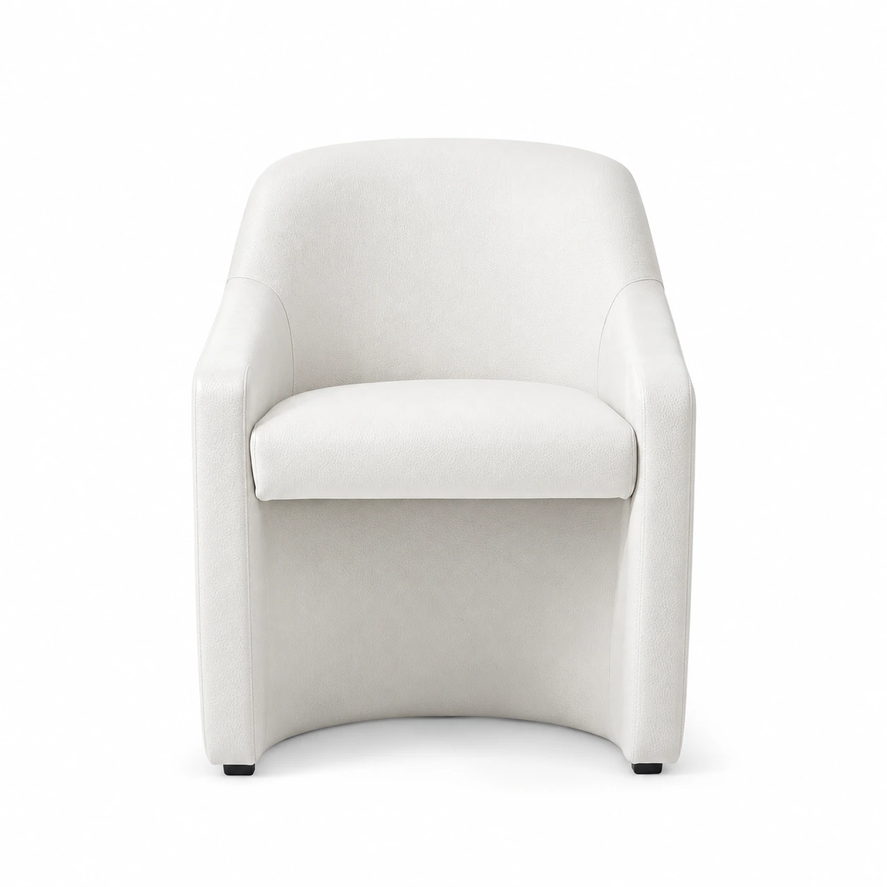 Curved Upholstered Accent Armchair — White