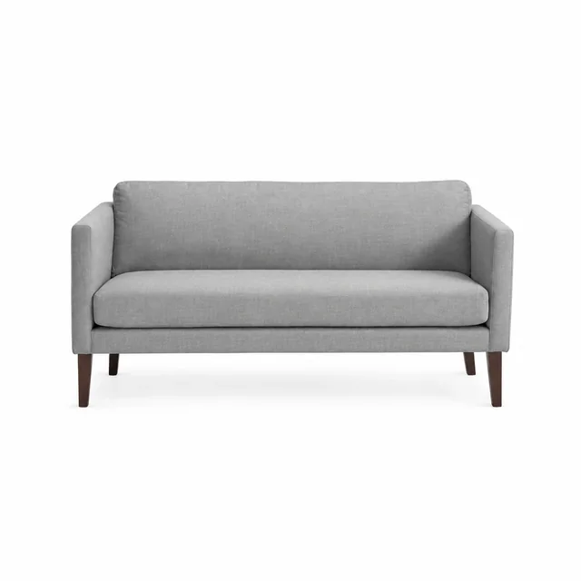 Compact Upholstered Sofa with Straight Arms — Grey