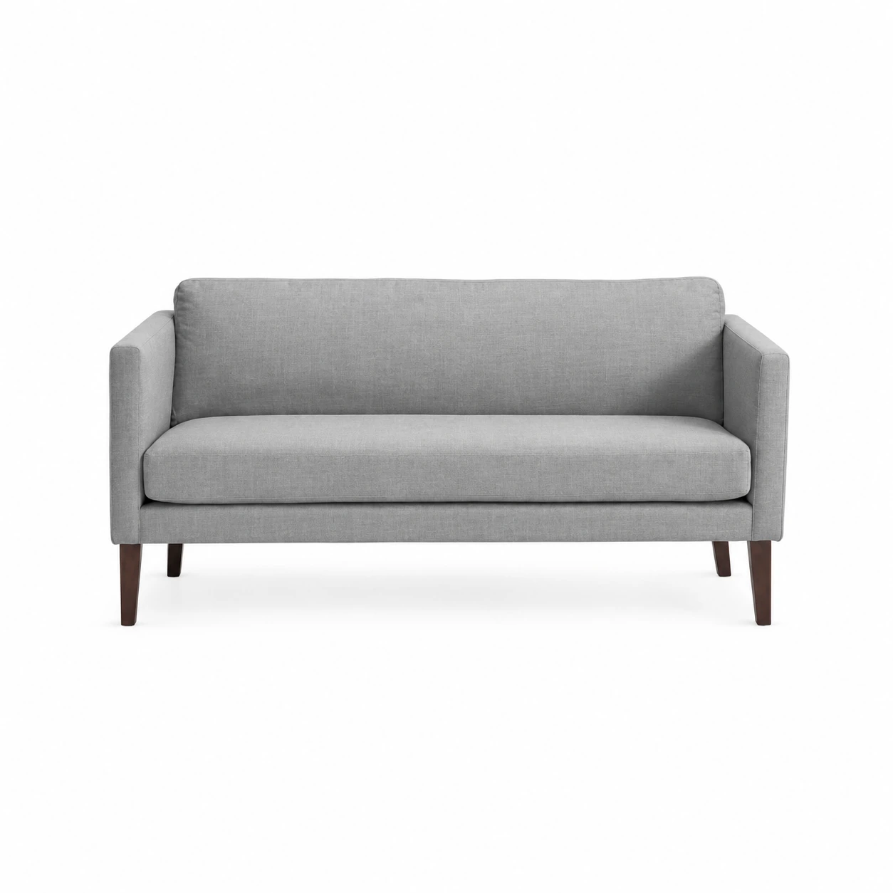 Compact Upholstered Sofa with Straight Arms — Grey