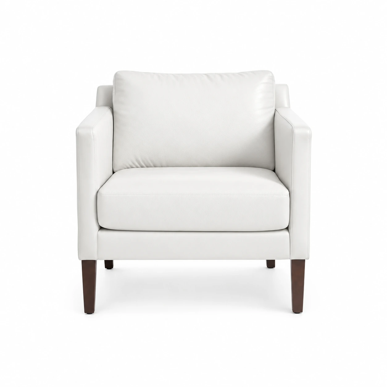 Upholstered Armchair with Wooden Legs — White