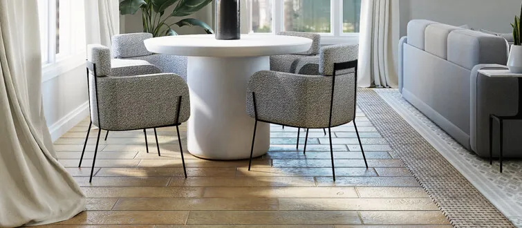 Two armchairs beside a living room window