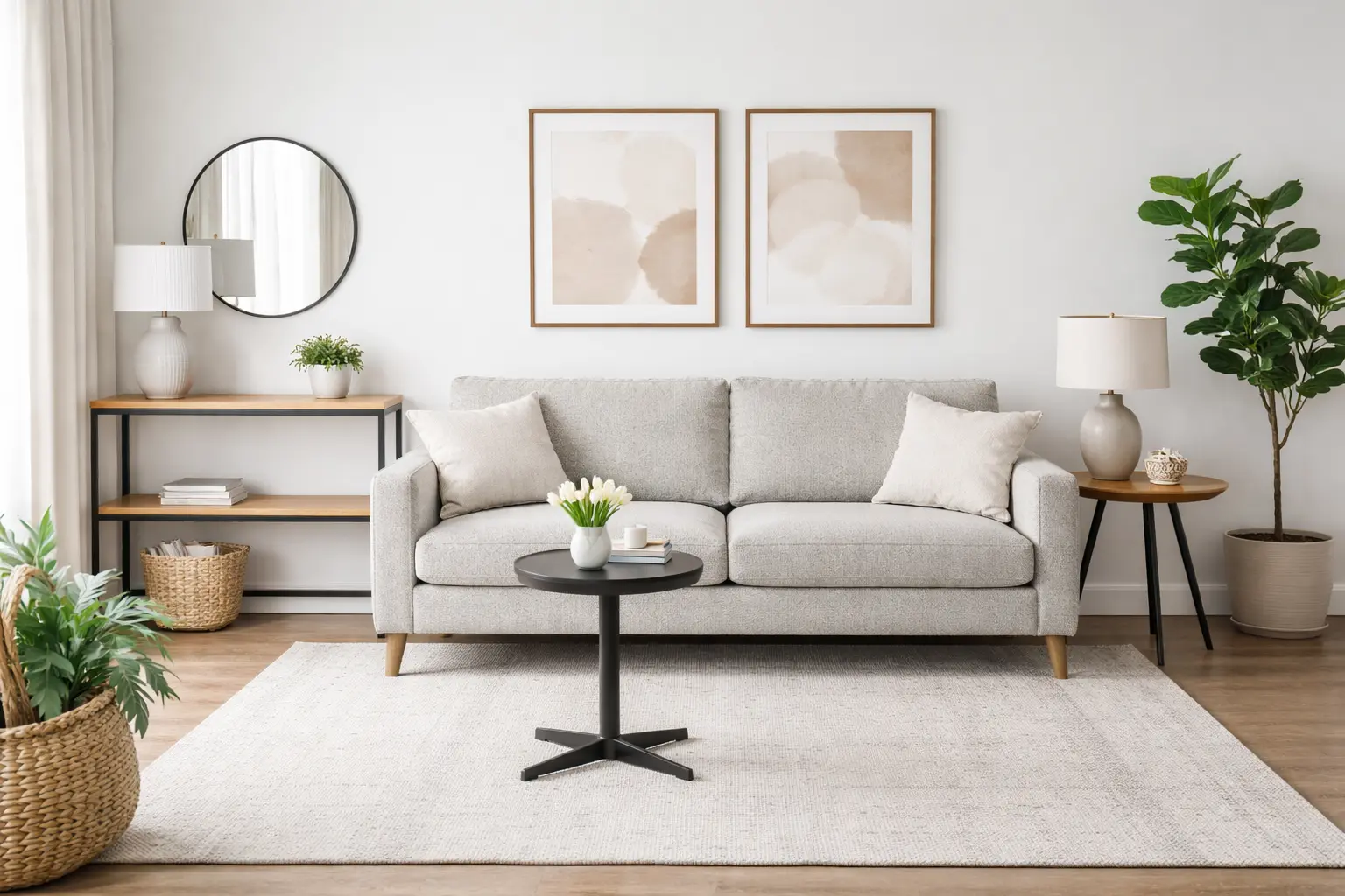 light gray fabric sofa