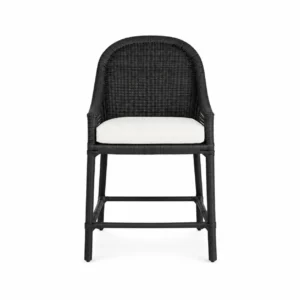 Arched Woven-Back Bar Chair — Black