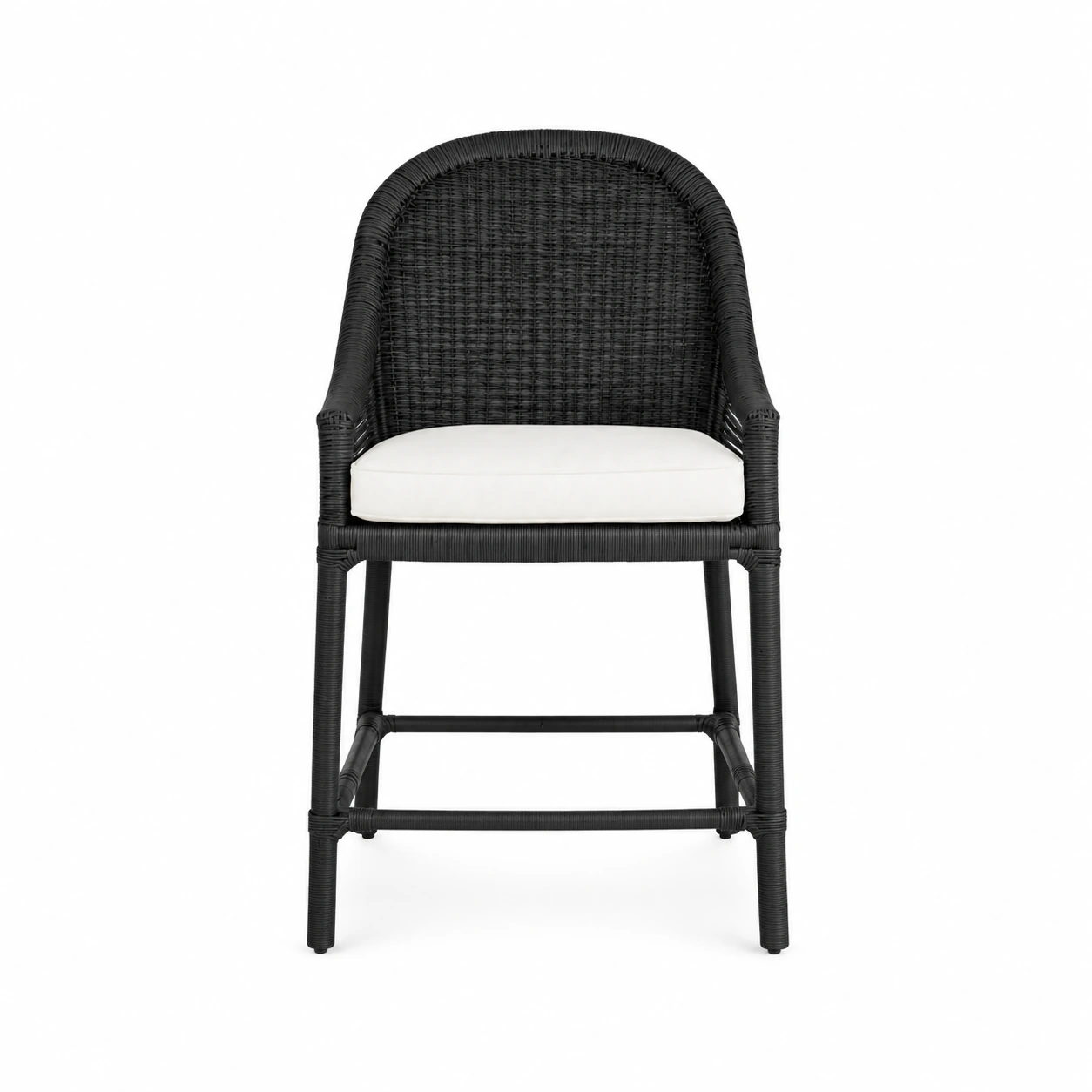 Arched Woven-Back Bar Chair — Black — product view