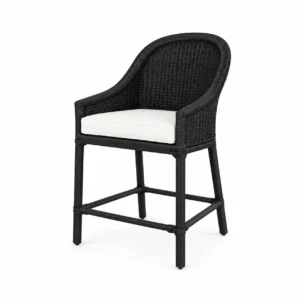 Arched Woven-Back Bar Chair — Black — right three quarter