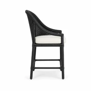 Arched Woven-Back Bar Chair — Black — side