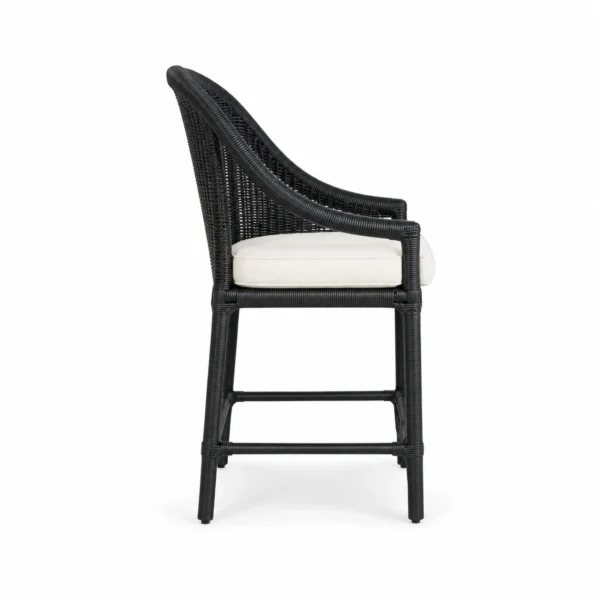 Arched Woven-Back Bar Chair — Black — side