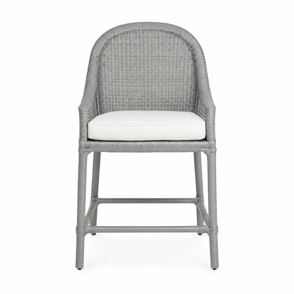 Arched Woven-Back Bar Chair — Grey — product view