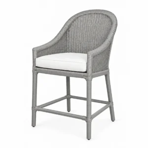 Arched Woven-Back Bar Chair — Grey — right three quarter