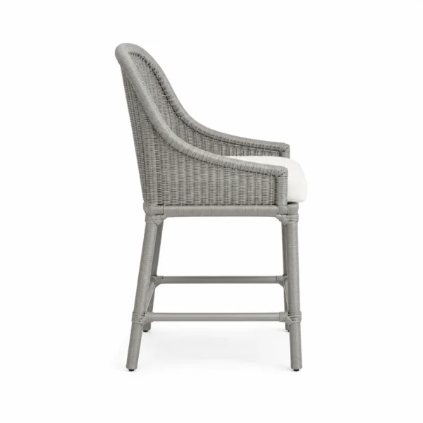 Arched Woven-Back Bar Chair — Grey — side