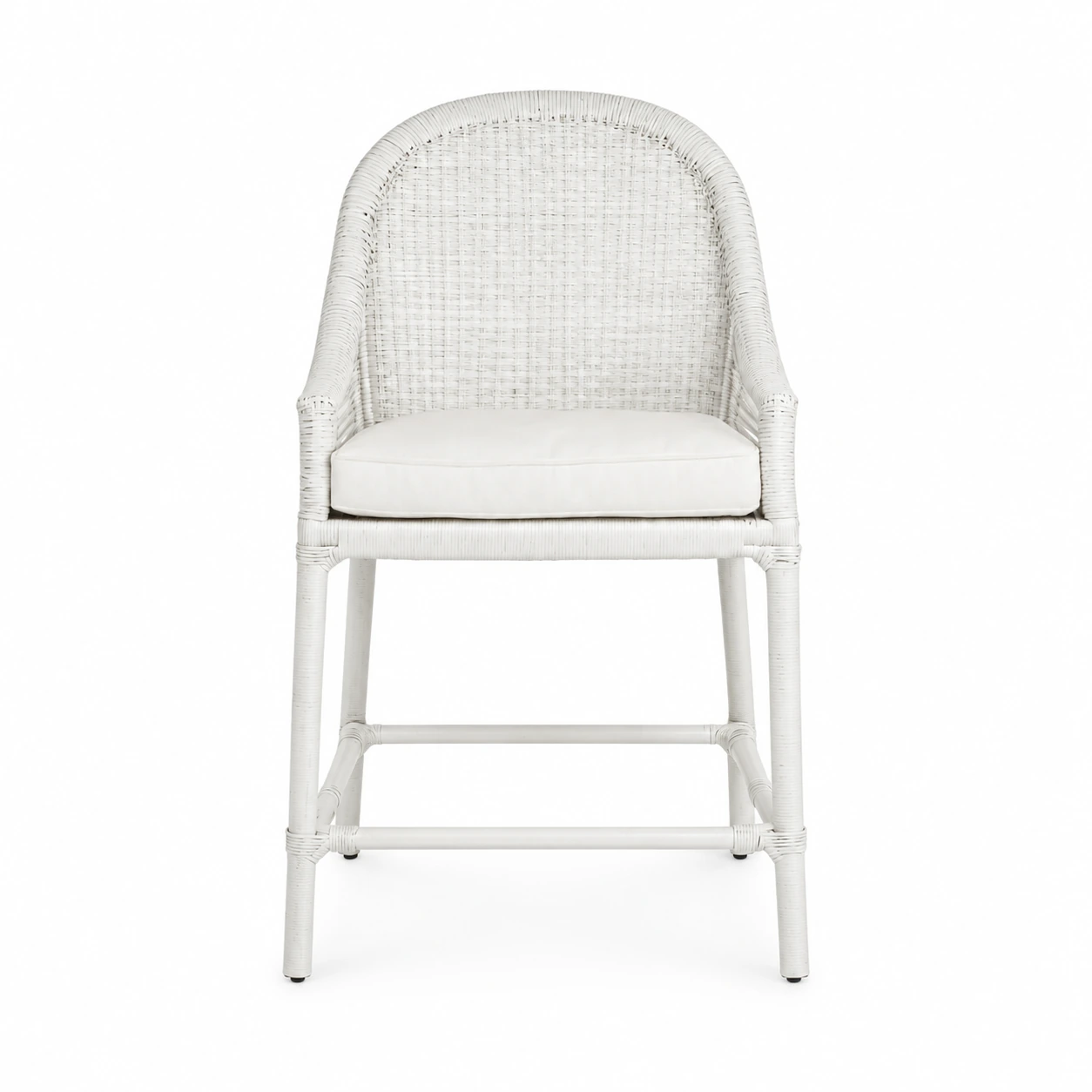 Arched Woven-Back Bar Chair — White — product view