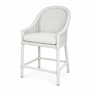 Arched Woven-Back Bar Chair — White — right three quarter