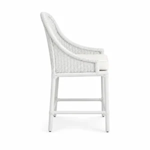 Arched Woven-Back Bar Chair — White — side