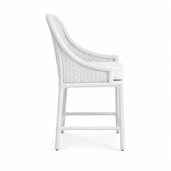Arched Woven-Back Bar Chair — White — side