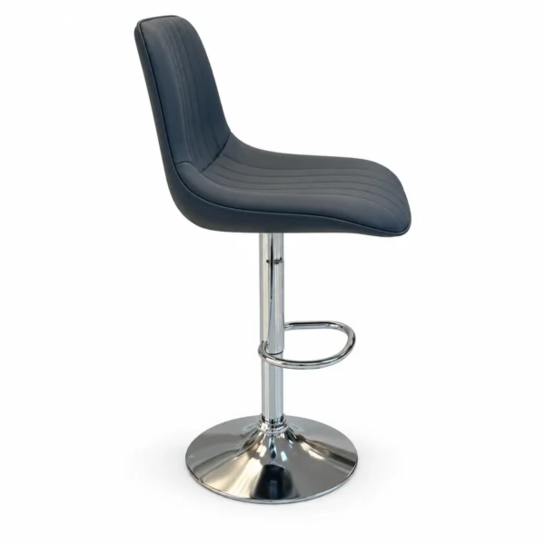 Bar Chair – Charcoal Blue / Chrome — side view