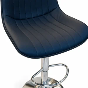 Bar Chair – Dark Navy / Chrome — seat detail