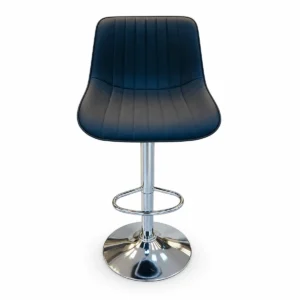 Bar Chair – Dark Navy / Chrome — front view