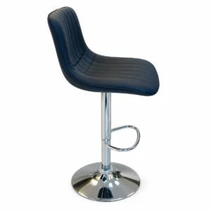 Bar Chair – Dark Navy / Chrome — side view