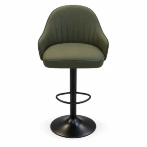 Bar Chair – Olive Green / Black — front view