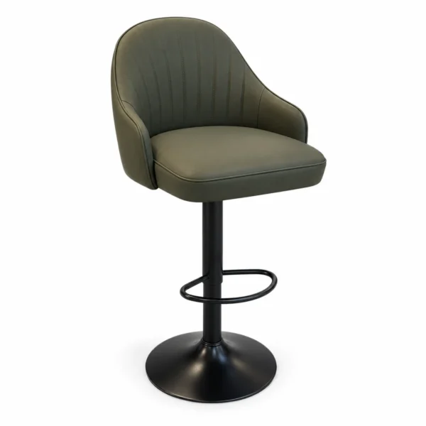 Bar Chair – Olive Green / Black — side view