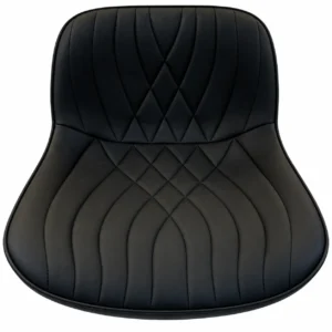 Black quilted bar chair with chrome base — seat detail