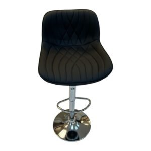 Black Quilted Bar Chair with Chrome Base