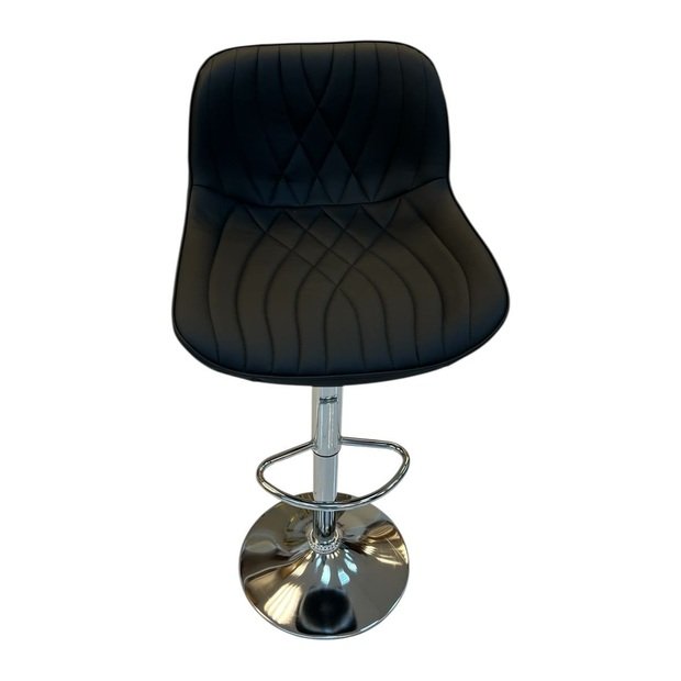 Black Quilted Bar Chair with Chrome Base — product view