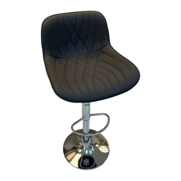 Black Quilted Bar Chair with Chrome Base — product view