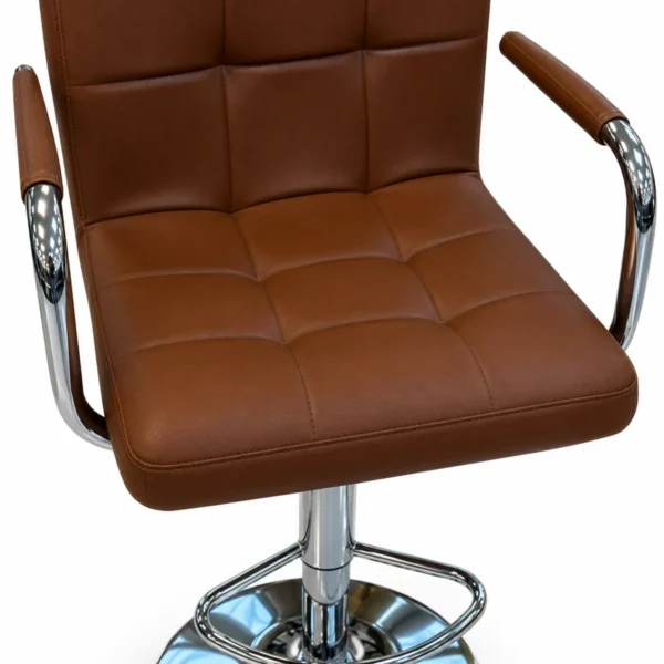 Brown Upholstered Bar Chair with Armrests — seat detail
