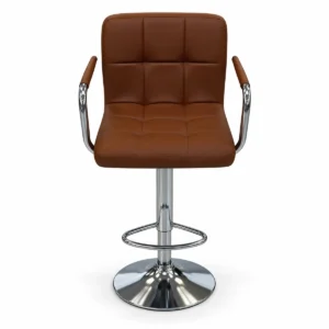 Brown Upholstered Bar Chair with Armrests — front view