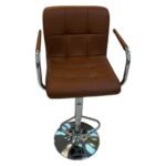 Brown Upholstered Bar Chair with Armrests — product view