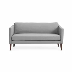 Compact Upholstered Sofa with Straight Arms — Grey