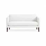 Compact Upholstered Sofa with Straight Arms — White — product view