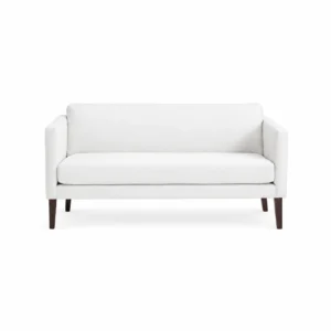 Compact Upholstered Sofa with Straight Arms — White