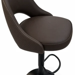 Curved Back Bar Chair – Dark Brown / Black — seat detail