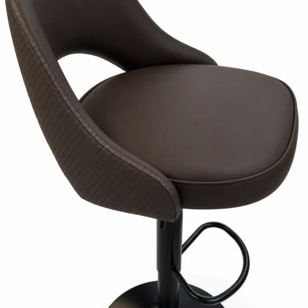 Curved Back Bar Chair – Dark Brown / Black — seat detail