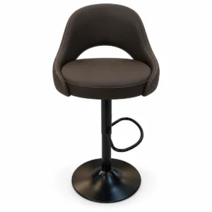 Curved Back Bar Chair – Dark Brown / Black — front view