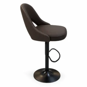Curved Back Bar Chair – Dark Brown / Black — side view