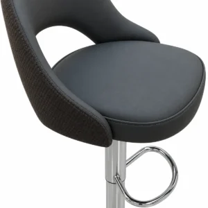 Curved Back Bar Chair – Dark Grey / Chrome — seat detail