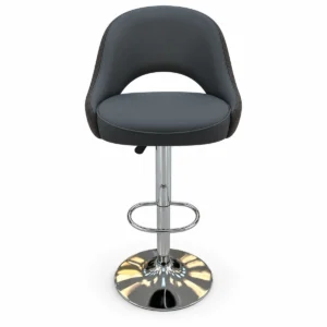 Curved Back Bar Chair – Dark Grey / Chrome — front view