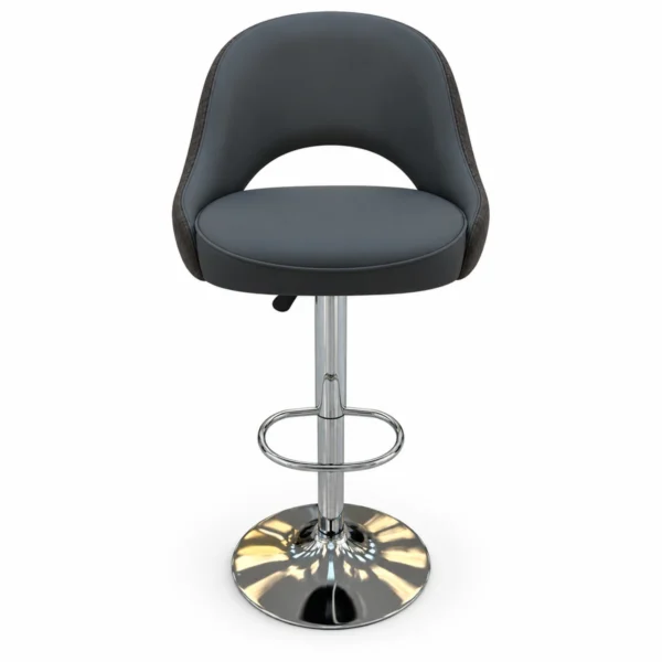 Curved Back Bar Chair – Dark Grey / Chrome — front view