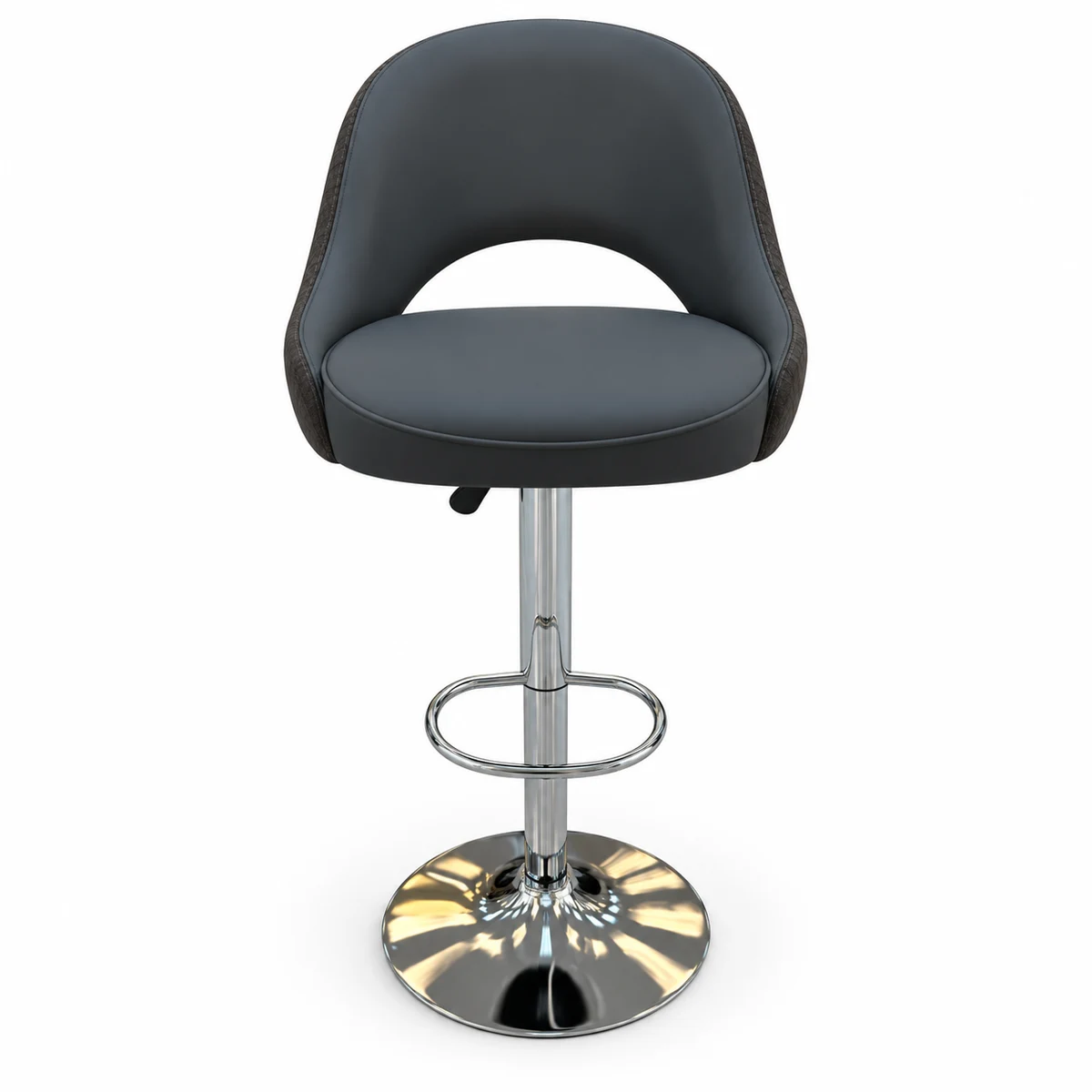 Curved Back Bar Chair – Dark Grey / Chrome — front view